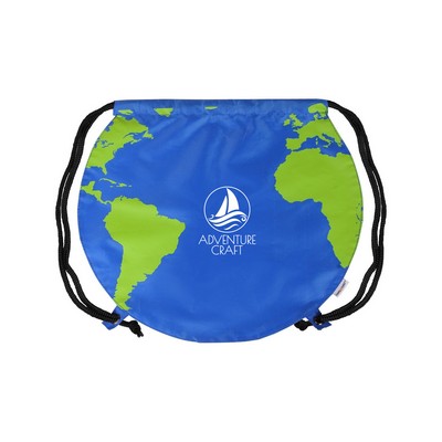 Prime Line Recycled Polyester Globe Earth Drawstring Bag