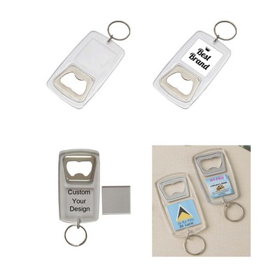 Blank Photo Insert Keychain with Bottle Opener