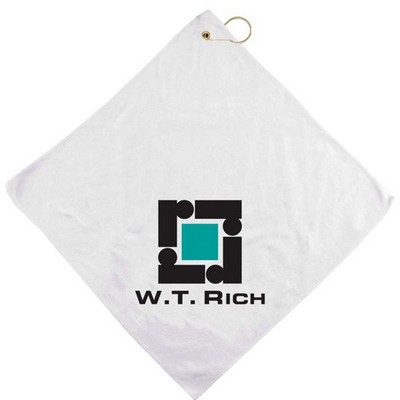 White Microfiber Super Soft Towel - w/Hook & Grommet (16" x 16")