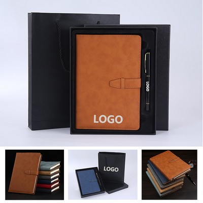 Custom Business Gift Set w/A5 PU Leather Notebook & Metal Pen MOQ50SETS