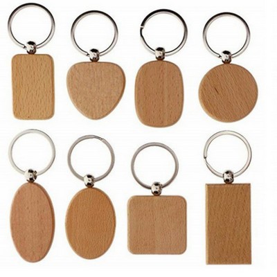 Wooden Key Tag With Split Ring Wood Keychain