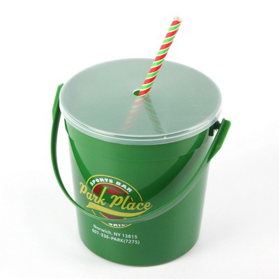 32oz Plastic Drink Buckets with Cover