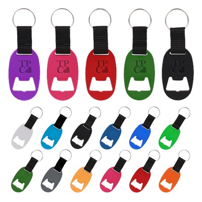 Aluminium Oval Bottle Opener with Key Ring