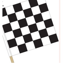 Checkered Large Hand Flag w/4' Wooden Staff