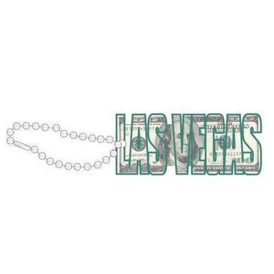 Las Vegas Block Letter $100 Bill Key Chain w/ Black Back (6 Square Inch)