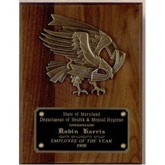 Cast Bronze Eagle Mount on Solid Walnut Plaque (9"x12")