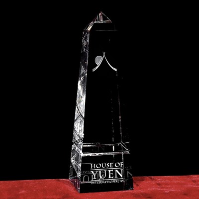 Crystal Obelisk Pillar Award w/Custom Etching (6")