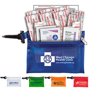 "Troutdale Plus" 14 Piece First Aid Kit w/Plastic Carabiner Attachment