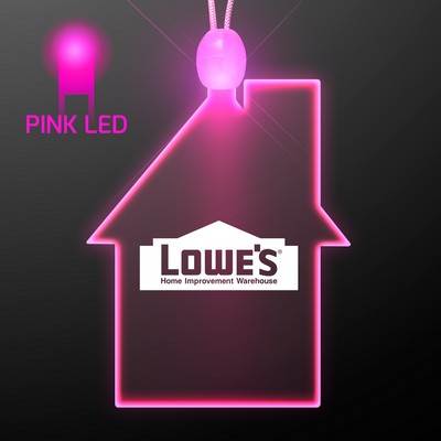 Imprinted House Light Up Acrylic Necklace w/ Pink LED - Domestic Print