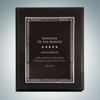 High Gloss Solid Black Wall Plaque w/ Silver Aluminum Plate (9"x12")