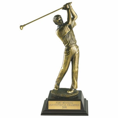 12 ½" Electroplated Antique Brass Male Golfing Trophy