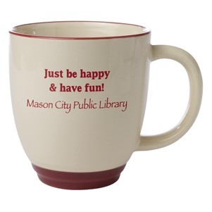 14 Oz. Bistro Heartland Colored Trim Mug (Almond Beige/Burgundy Red Trim)