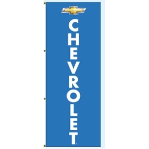 Double Faced Free Flying Drape Flags (Center Panel - Chevrolet® - Blue) (3' x 8')