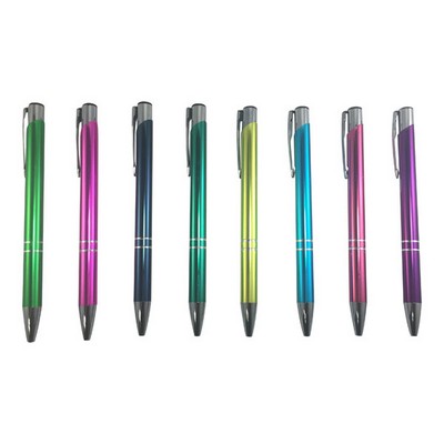 Metal Fancy Line Pen w/ Silver Trim - Special Colors - Screened