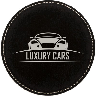 Leatherette Round Coaster - Black