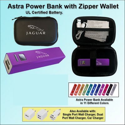 Astra Power Bank Gift Set in Zipper Wallet 2000 mAh - Purple