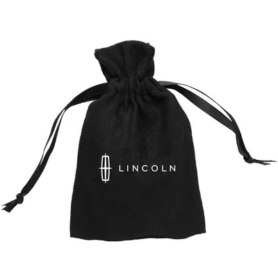 Large Faux Suede Drawstring Pouch