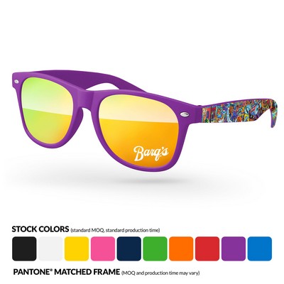 Retro Mirror Sunglasses W/ 1 Color Arms Heat Transfer