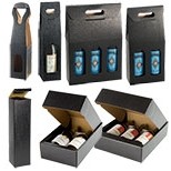 Nero Matte Linen Italian 3 Wine Bottle Box w/Dividers