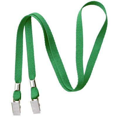 3/8" Blank Double Ended Lanyard w/Bulldog Clip (Kelly Green)