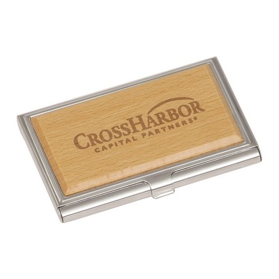 Wood/Silver Business Card Holder