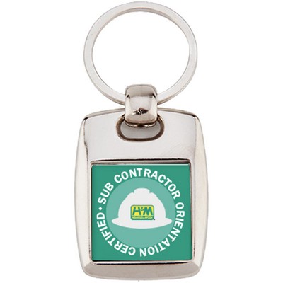 Metal Key Tag, Rectangular with Square Printed Image on 2 Sides