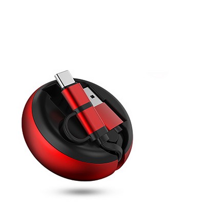 2 in 1 Round Retractable Charging Cable