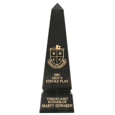 Small Jet Black Grooved Marble Obelisk Pinnacle Award