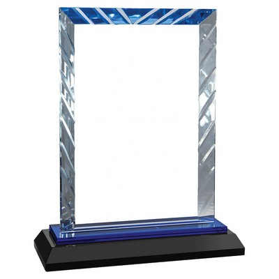 Rectangle Accent Glass on Blue Base (6"x2"x7")