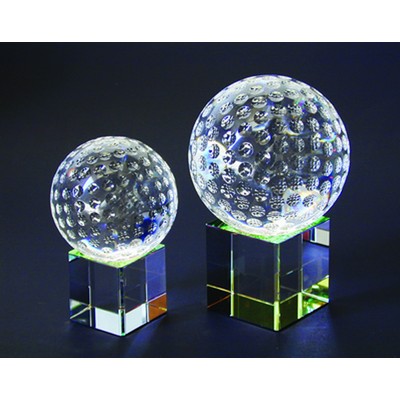 Golf Ball with Rainbow Base or Clear Base Optical Crystal Award/Trophy 2.375"D