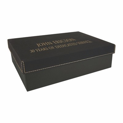 9 3/4" x 7" Black/Gold Leatherette Gift Box