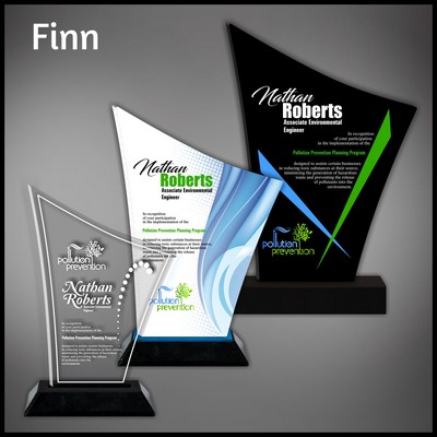 9" Finn Clear Acrylic Award with a Black Wood Base