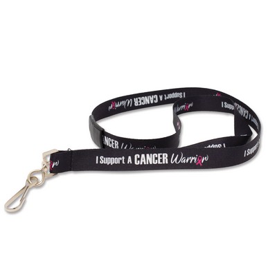 5/8" Black Pre-printed Cancer Warrior Lanyards