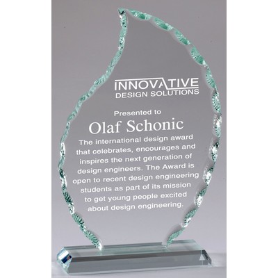 Faceted Jade Glass Flame Award, Small (5"x7-1/2")