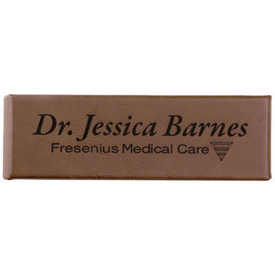 Dark Brown Laser Engraved Leatherette Double Pen Case (6 1/2" x 2")