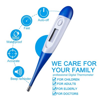 Digital Thermometer Oral Rectal and Underarm Thermometer with Flexible Tip Accurate and Fast Reading