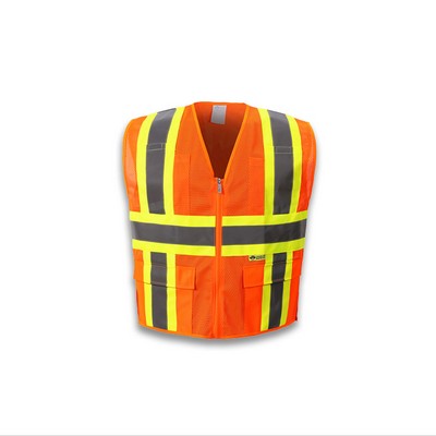 Orange Mesh Contrast Hi-Vis Vest