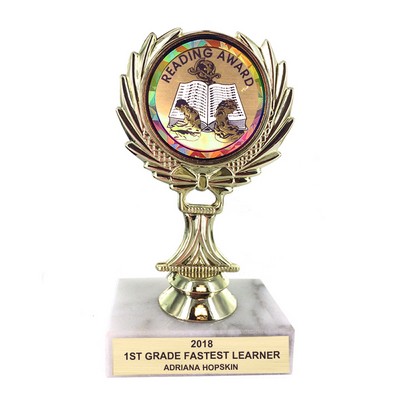 5 ¼" Trophy Rise w/ 2" Mylar Reading Award Insert