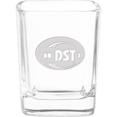 2.25 Oz. Square Shot Glass - Deep Etched