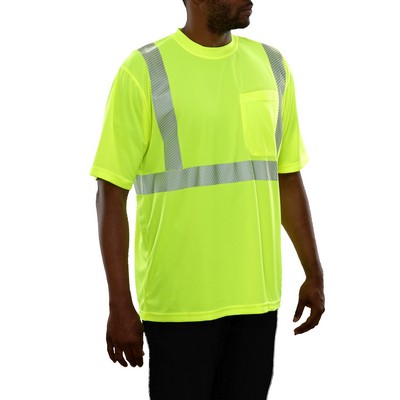 Birdseye Hi-Vis Short Sleeve Shirt with Pocket-3M™ Scotchlite™ Reflective/ Fluorescent Yellow-Green