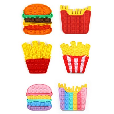 Hamburgers Fries Shaped Pop Bubbles Fidget Toys