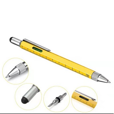 6 in 1 Multitool Pen for Men with 4 ruler Level Gauge Screwdriver and Touchscreen Stylus