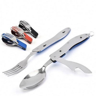 4 In 1 Stainless Steel Camping Utensils Cutlery Set