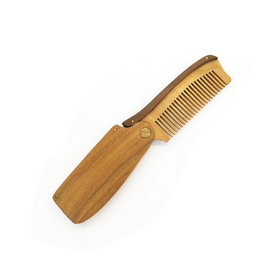 Folding comb for hair and beard