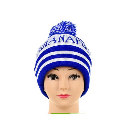 Jacquard Pom Beanie w/Top Ball