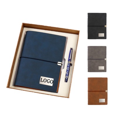 Refillable Leather Notebook And Pen Set