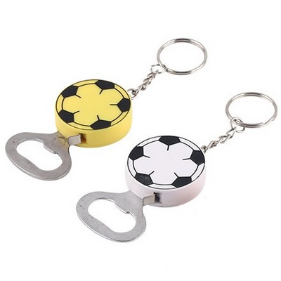 Soccer Tape Measure Bottle Opener Keychain