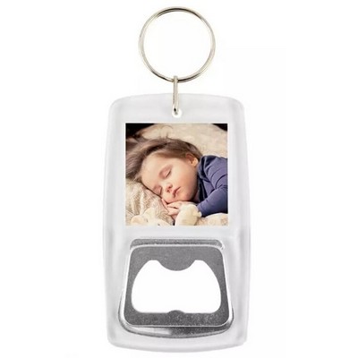 Acrylic Photo Insert Bottle Opener Keychain