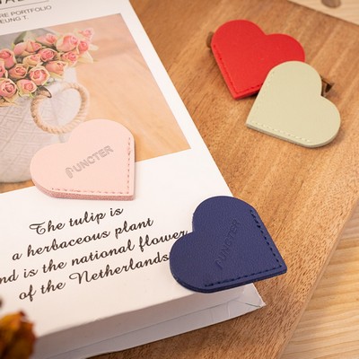 Heart Shaped Book Lover PU Leather Bookmark