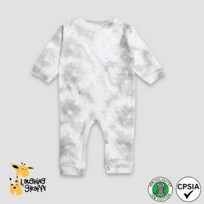 Baby Long Sleeve Sleep N Play White Smoke 65% Polyester 35% Cotton- Laughing Giraffe®